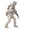 Running soldier with rifle isolated studio shoot