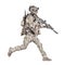 Running soldier with rifle isolated studio shoot