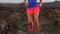 Running sport fitness woman runner. Closeup of female legs and running shoes in action. Girl athlete fitness runner