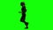 Running sport girl. Side view. Green screen. Silhouette