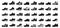 Running sport shoes silhouettes. Athletic sneakers icons, sports casual footwear for football basketball marathon sprint