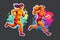 running sports couple, rainbow sticker. Neural network AI generated