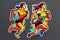 running sports couple, rainbow sticker. Neural network AI generated