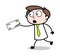 Running to Deliver the Letter - Office Businessman Employee Cartoon Vector Illustration