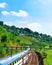 Running train near Lavaux Vineyard Terraces hiking trail, Lavaux-Oron district, Swiss