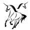 Running unicorn horse black vector outline