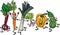 Running vegetables cartoon illustration