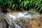 Running water over rocks