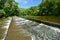 Running water in the river. Rafting on the river Jihlava and a beautiful natural swimming pool in the forest. Stribsky mill -