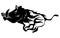 Running wild boar. Black and white vector illustration of a stylized boar. Drawing of a wild animal for hunting. Tattoo.