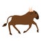 Running wildebeest icon, cartoon style