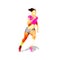 Running woman abstract polygonal silhouette