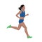 Running woman in blue jersey, vector illustration