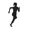 Running woman front view vector silhouette