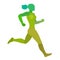 Running woman. Jogging girl. Green silhouette isolated on a white background.