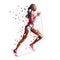 Running woman, low polygonal isolated vector illustration. African american marathon runner, side view. Run, active people