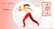 Running woman in red sweatpants and a white T-shirt. There is a smart watch on the hand. Mobile application for sports. Healthy