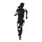 Running woman, vector silhouette, front view