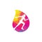 Running Women drop shape logo design.