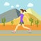 Running Women, Sport Exercising Flat Design Vector