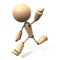 Running wooden figure waving