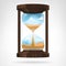 Running wooden hourglass object isolated