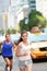 Running workout in New York City - Runners couple