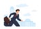 Running young active man in a business suit. Competition in business and at work, career, timely investments, finance and stocks,
