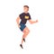 Running Young Man in Sportive Clothes, Male Athlete Character, Side View Vector Illustration