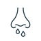 Runny Nose Line Icon. Nosebleed, Nasal Mucus Outline Icon. Sinusitis Symptom, Snot, Allergy or Cold Linear Pictogram