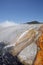 The runoff from the Excelsior Geyser crater into F