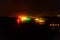Runway lights at the airport.Photo blurry