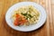 Ruote pasta with cream sauce