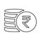 Rupee coins stack line icon