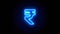 Rupee neon sign appear in center and disappear after some time. Loop animation of blue neon icon