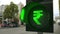 Rupee sign on green traffic light signal. Forex related conceptual 3D animation
