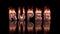 Rupee word burning in flames on the glossy surface, financial 3D background