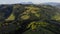 Rural aerial landscape in the Transylvanian hills