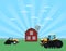 Rural agribusiness vector concept with tractor