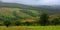 rural area in mountains. misty september morning