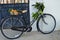 Rural bicycle with fruits in wicker basket