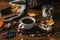 Rural Breakfast on Wooden Table