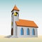 Rural church for catholics with bell vector