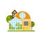 Rural cottage and greenhouse, farm buildings, countryside construction vector Illustrations on a white background
