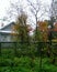 Rural countryside backyard landscape on rainy autumn day