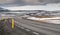 Rural empty frozen road in winter, Iceland