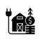 Rural energy price black glyph icon