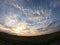 Rural field after harvest. Evening landscape. Dusk