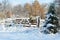 Rural frosty snow covered gate