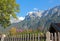 Rural garden and view to karwendel mountains